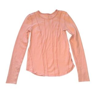 FP Movement by Free People Movement Ribbed Knit Long Sleeve Peach Large